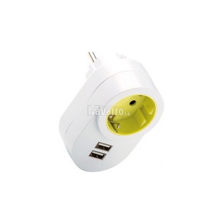 ENCHUFE TT LATERAL 16A-250V CON 2 USB