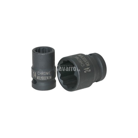 LLAVE VASO IMPACTO CORTA DE 1/2" 12 CANTOS