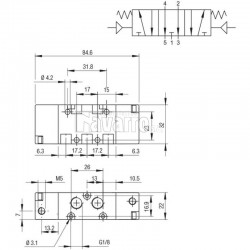 VÁLVULA ACC. NEUMATICO 5/3 C.A.